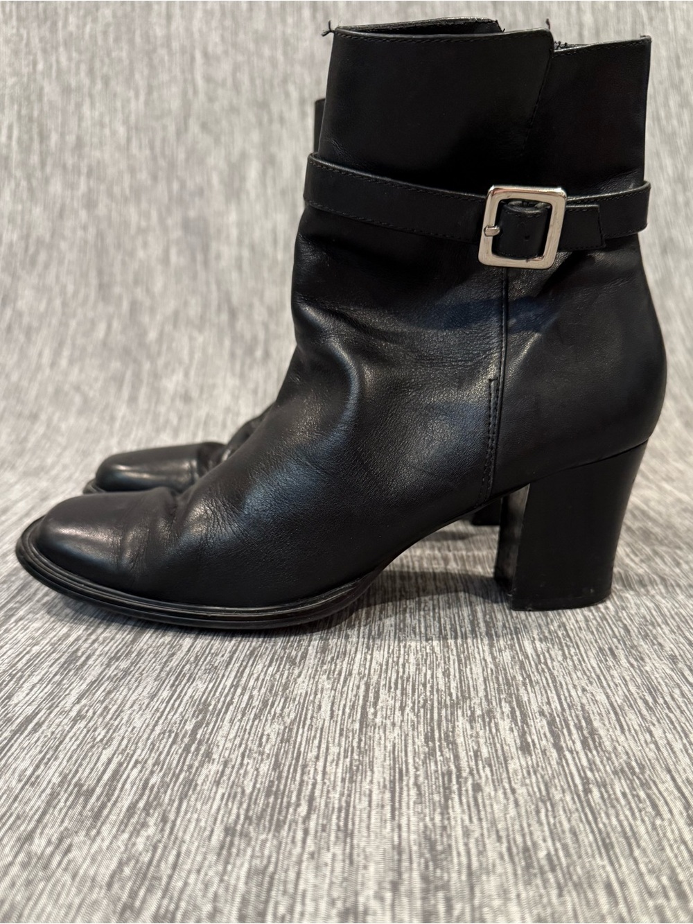 Karen Scott Black Leather Buckle Ankle Boots
